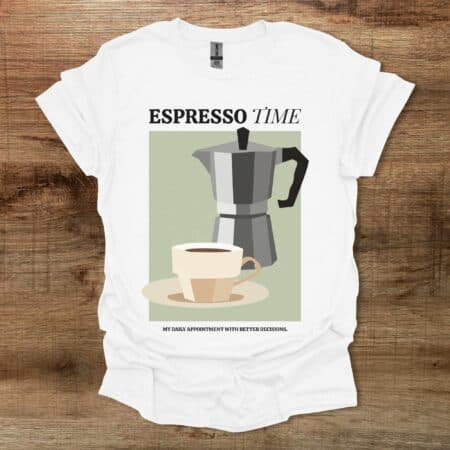 Espresso Time Minimal Moka Pot White T Shirt Unisex