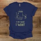 I Do What I Want Coffee Cat Navy T Shirt Unisex