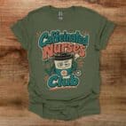 Caffeinated Nurses Club Halftone Military Green T Shirt Unisex