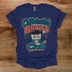 Caffeinated Nurses Club Halftone Navy T Shirt Unisex