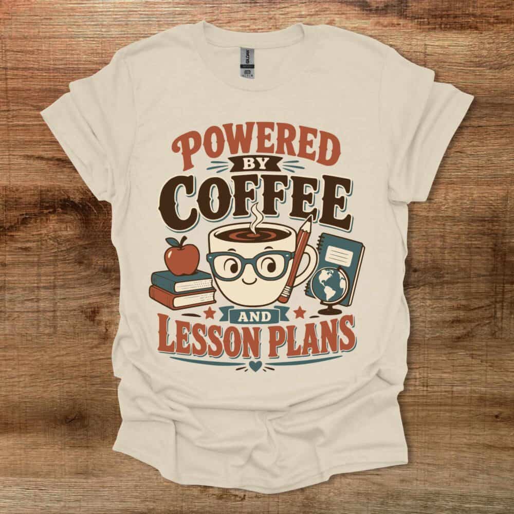 Powered By Coffee And Lesson Plans Teacher Natural T-Shirt Unisex Powered By Coffee And Lesson Plans Teacher Natural T Shirt Unisex