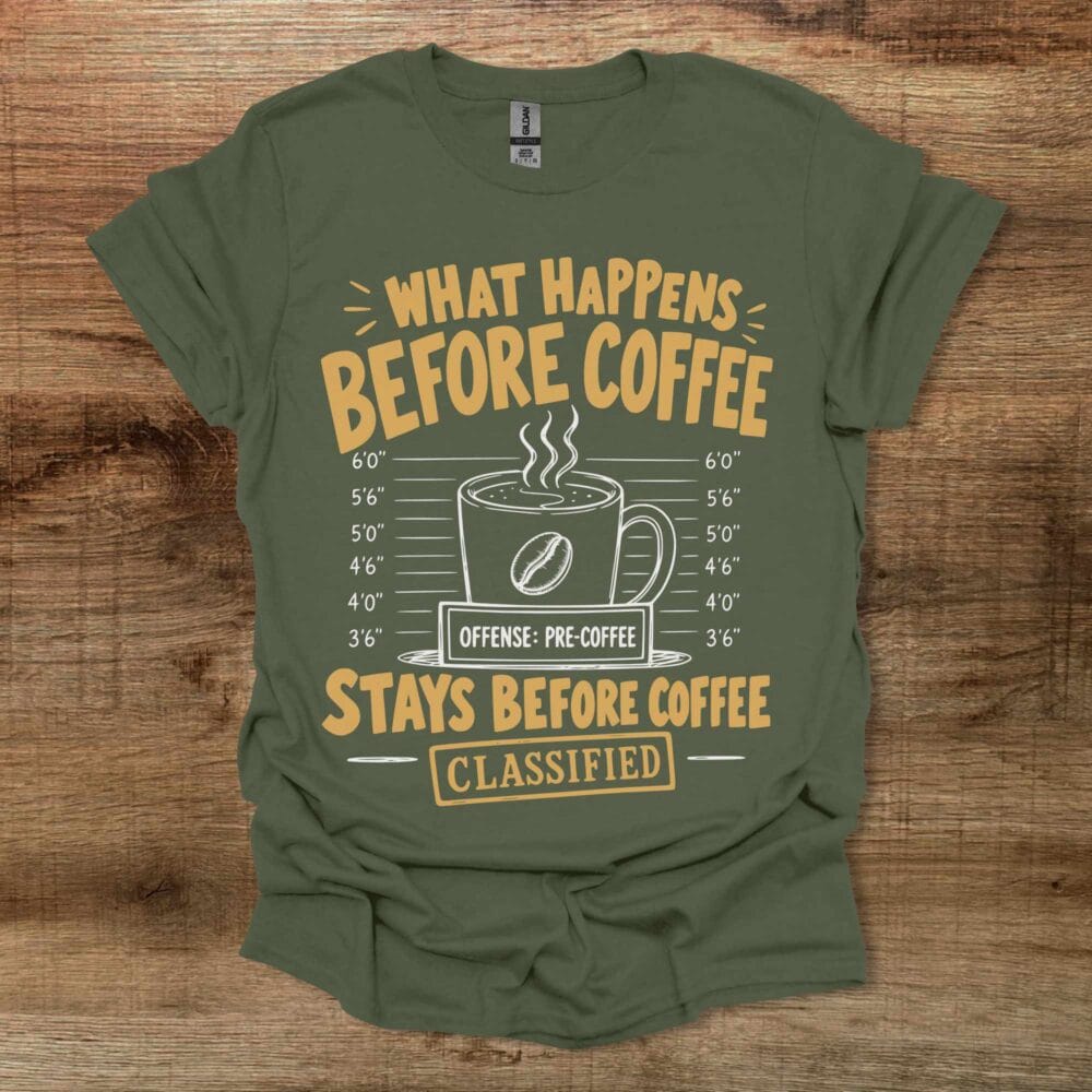 Before Coffee Military Green T-Shirt Unisex Before Coffee Military Green T Shirt Unisex