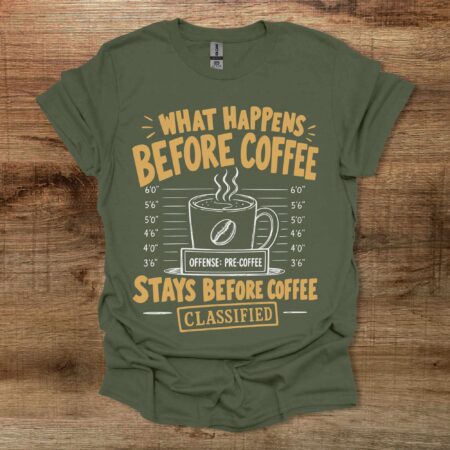 Before Coffee Military Green T Shirt Unisex