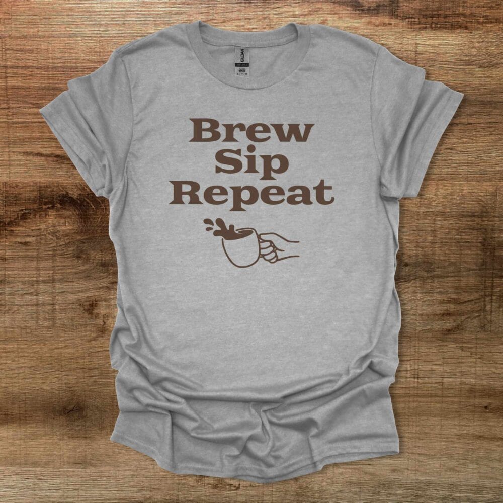 Brew Sip Repeat Sport Grey T-Shirt Unisex Brew Sip Repeat Sport Grey T Shirt Unisex
