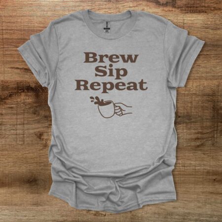 Brew Sip Repeat Sport Grey T Shirt Unisex