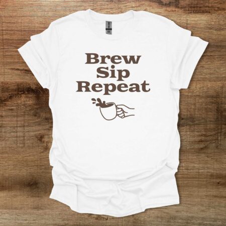 Brew Sip Repeat White T-Shirt Unisex Brew Sip Repeat White T Shirt Unisex