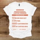 Coffee Drinker Resume White T Shirt Unisex