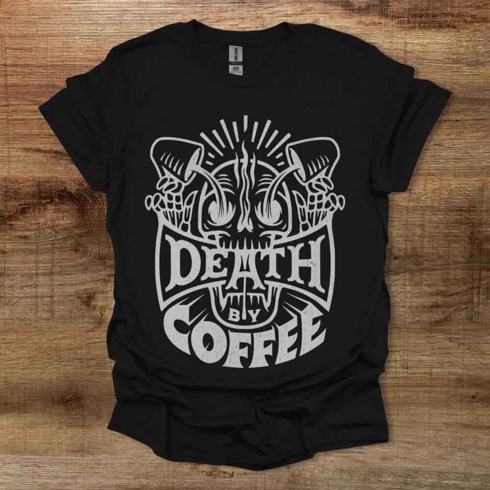 Death By Coffee Halloween Black T-Shirt Unisex Death By Coffee Halloween Black T Shirt Unisex