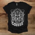 Death By Coffee Halloween Black T Shirt Unisex