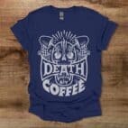 Death By Coffee Halloween Navy T Shirt Unisex