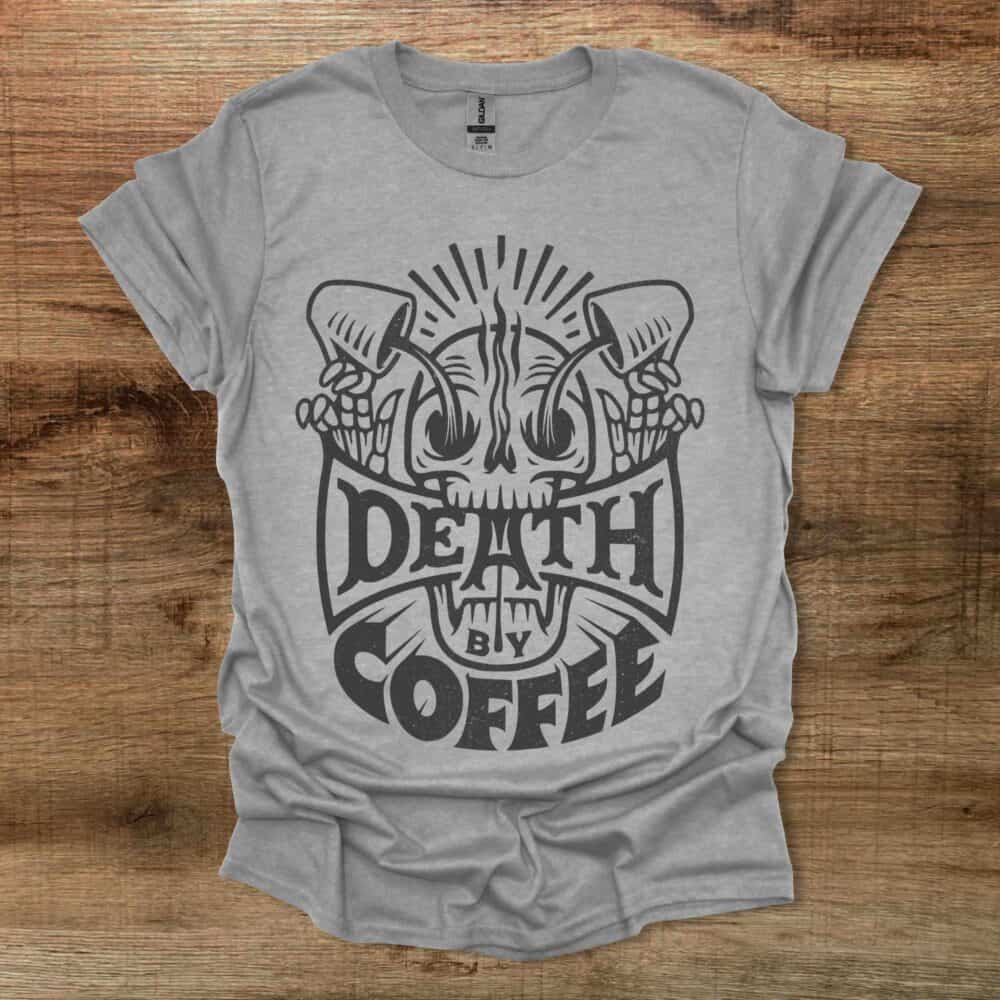 Death By Coffee Halloween Sport Grey T Shirt Unisex