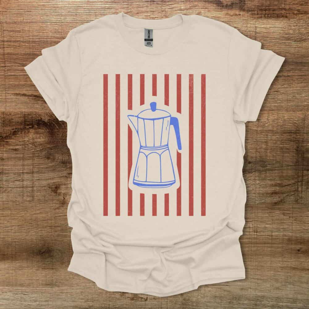 Mokka Pot Stripes Natural T-Shirt Unisex Mokka Pot Stripes Natural T Shirt Unisex
