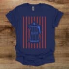 Mokka Pot Stripes Navy T Shirt Unisex