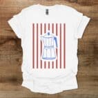 Mokka Pot Stripes White T Shirt Unisex