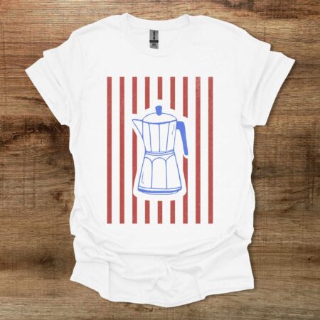 Mokka Pot Stripes White T Shirt Unisex