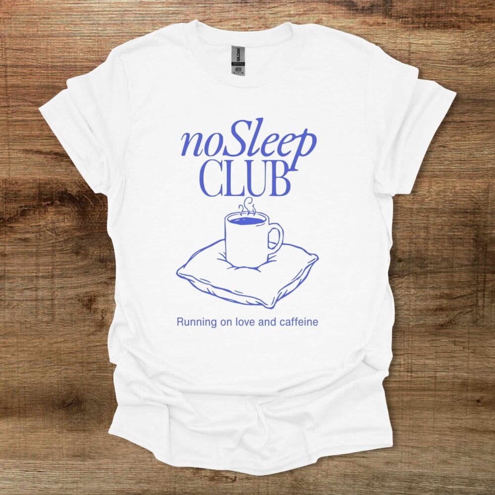 No Sleep Club White T Shirt Unisex