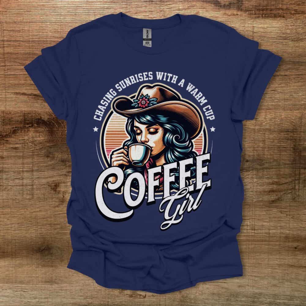 Western Girl Coffee Navy T-Shirt Unisex Western Girl Coffee Navy T Shirt Unisex