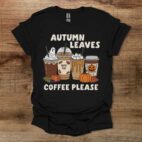 Autumn Leaves Black T Shirt Unisex