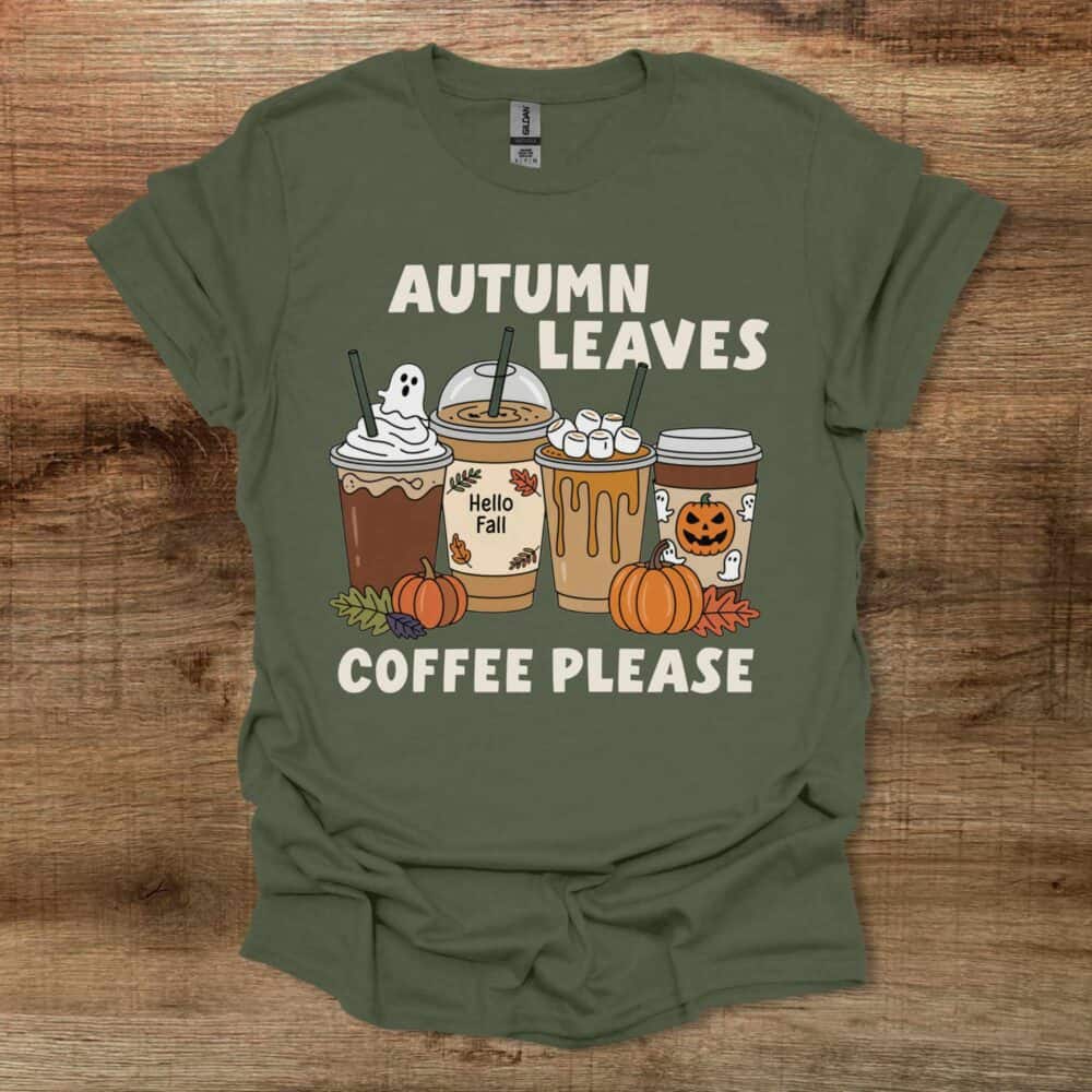 Autumn Leaves Military Green T-Shirt Unisex Autumn Leaves Military Green T Shirt Unisex