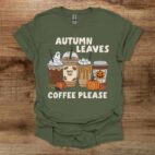 Autumn Leaves Military Green T Shirt Unisex