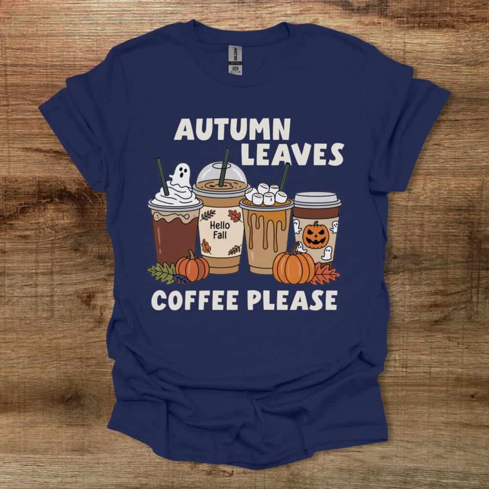 Autumn Leaves Navy T-Shirt Unisex Autumn Leaves Navy T Shirt Unisex