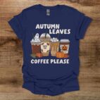 Autumn Leaves Navy T Shirt Unisex