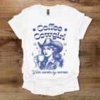 Coffee Cowgirl White T Shirt Unisex