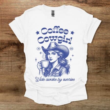 Coffee Cowgirl White T Shirt Unisex