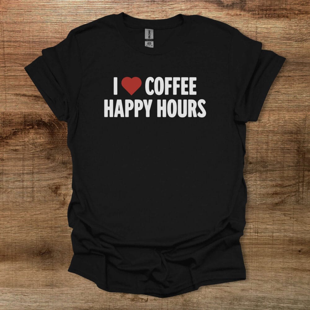 Coffee Happy Hours Black T-Shirt Unisex Coffee Happy Hours Black T Shirt Unisex