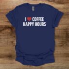 Coffee Happy Hours Navy T Shirt Unisex