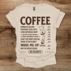 Coffee Menu Natural T Shirt Unisex