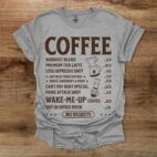 Coffee Menu Sport Grey T Shirt Unisex