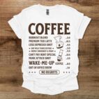 Coffee Menu White T Shirt Unisex
