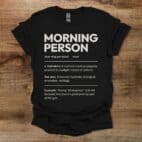 Morning Person Dictionary Black T Shirt Unisex