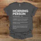 Morning Person Dictionary Charocal T Shirt Unisex
