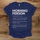 Morning Person Dictionary Navy T Shirt Unisex